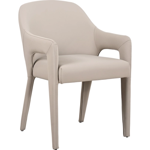 Hokkaido Dining Arm Chair in Pigeon Neutral Leather (Set of 2)
